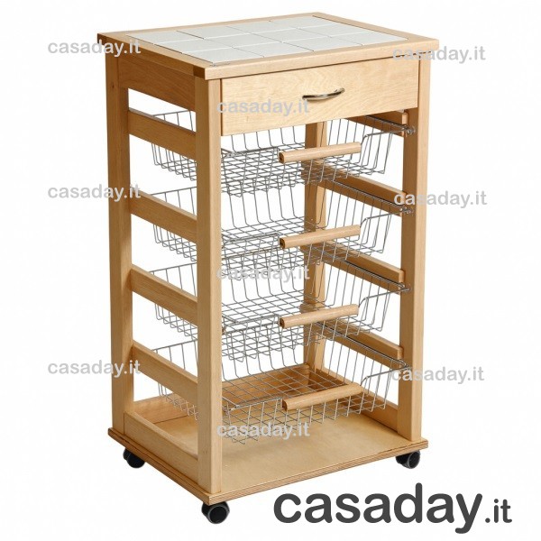 CARRELLO LEGNO C-MATT.CASSETTO NOCE 